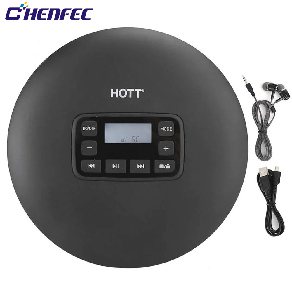 HOTT Portable CD Player MP3 Player Classic Music Player Anti-Skip CD Player Shockproof Car CD Player with Music Earbuds HiFi Stereo Sound for Home Travel Car Use 