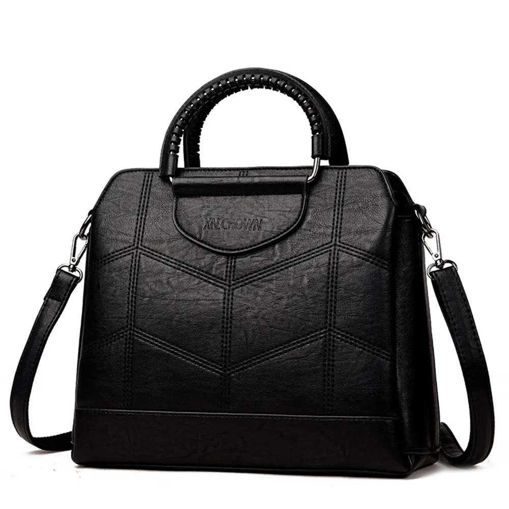 Модная женская сумка, кожаная сумка через плечо, сумки через плечо для женщин, высокое качество, сумки от известного бренда - Цвет: Black