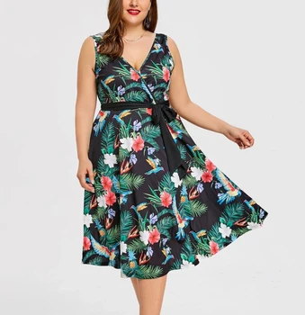 

Sleeveless waist print dress