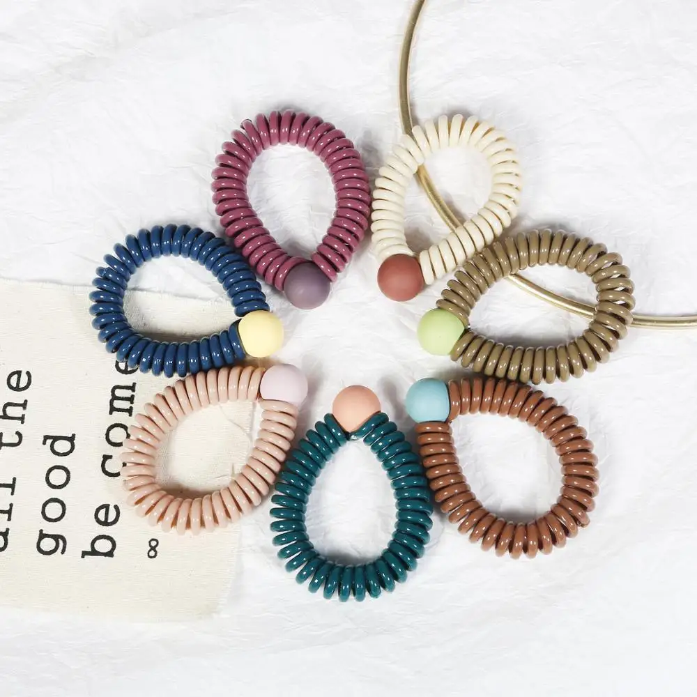 

1pc High-quality New Korean Matte Color Telephone Line Hair Ring Fashion Simple Girl Hair Rope Head Hair Style Tool