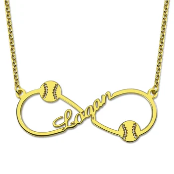 

AILIN Customized Infinity Baseball Necklace with Name Gold Color Baseball Pendant Sports Jewelry