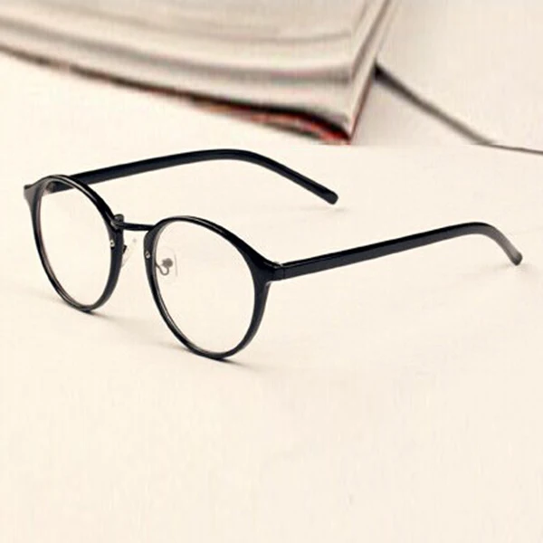 Прозрачный объектив унисекс ретро очки модные мужские и женские круглые очки - Цвет оправы: Серый