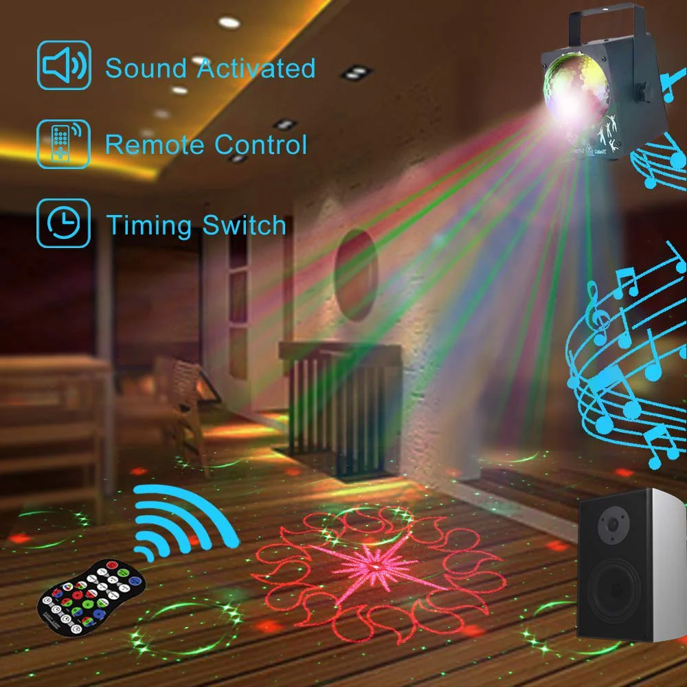 Светодиодный диско-лазерный светильник RGB проектор вечерние светильник s 60 узоров DJ магический шар лазерные вечерние праздничные рождественские сценический светильник ing Effect