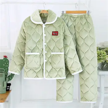 

2 Piece/lot Winter Autumn Women Pajamas Set Sweet Thick Flannel Long Homewear Sleep Lounge Velvet Pajama Female Pyjama Wholesale