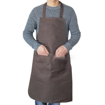 

Cooking Apron Men Pure Color Cotton Polyester Sleeveless 10PCS Brown Apron with Double Pocket Household Cleaning For Mom Dad