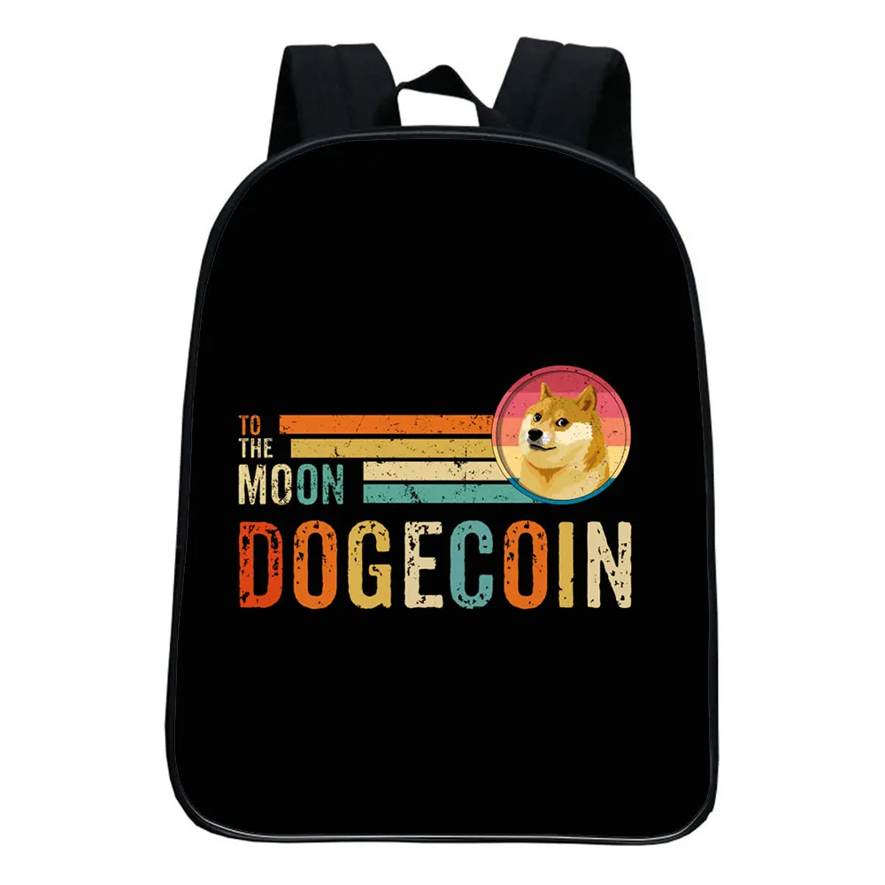 Dogecoin backpack school bag student school bag kid cartoon backpack unisex travel backpack kindergarten school bag 12 Inches