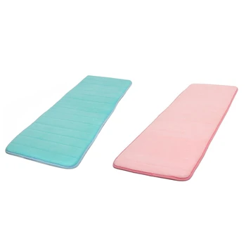 

2Pcs 120X40Cm Absorbent Nonslip Memory Foam Kitchen Bedroom Door Floor Mat Rug Carpet - Blue & Pink