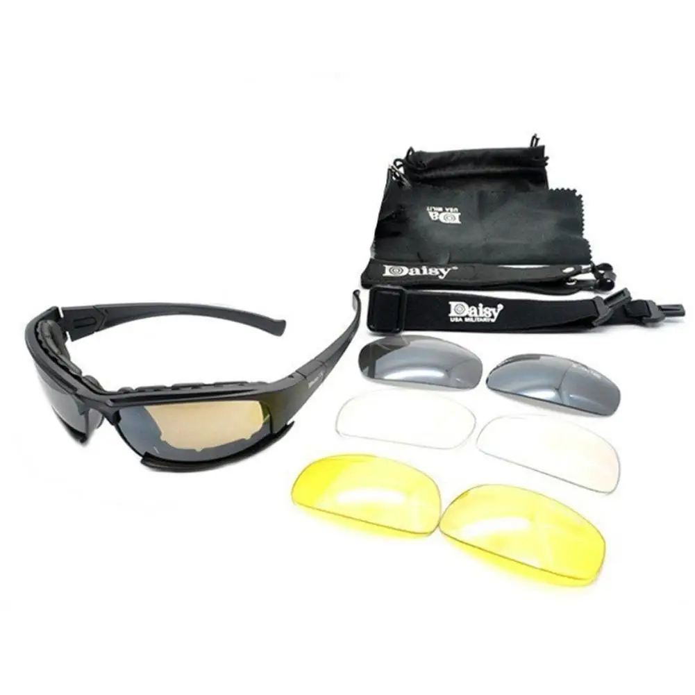 Tactical Sunglasses UV400 Protection Military Goggles Hunting, Shooting, Airsoft Outdoor Activities Eyewear 4 Lenses