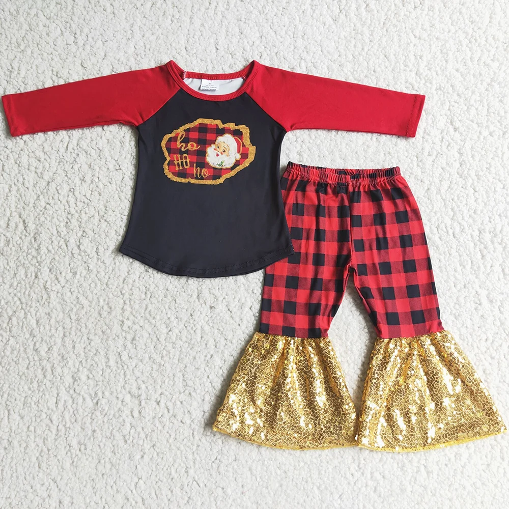 Hot Sale Kids Designer Clothes Girls Christmas Clothing Bell Sets Santa Claus Boutique Toddler Baby Wholesale | Детская одежда и