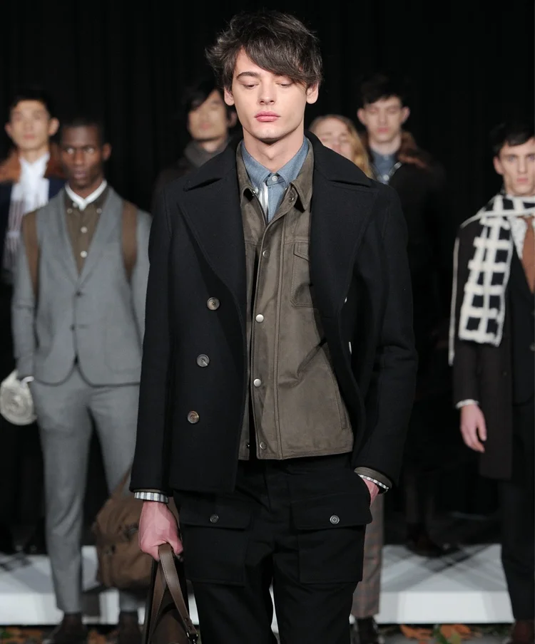 남성 코트 비즈니스 더블 브레스트 정장 2020 가을 겨울 따뜻한 슬림 라펠 짧은 모직 재킷, 비즈니스 의류