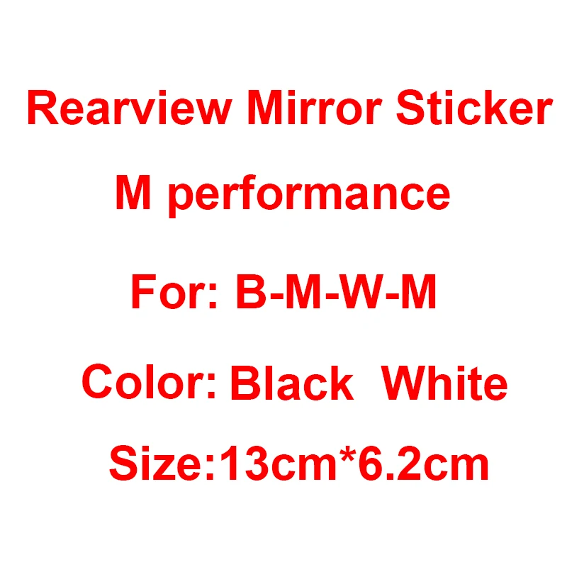 

2pc Car Rearview Mirror Sticker M performance badge Emblem Sticker For BMWS X1 X3 X5 X6 M3 M5 M6 E46 E39 E90 E60 E36 Car Styling