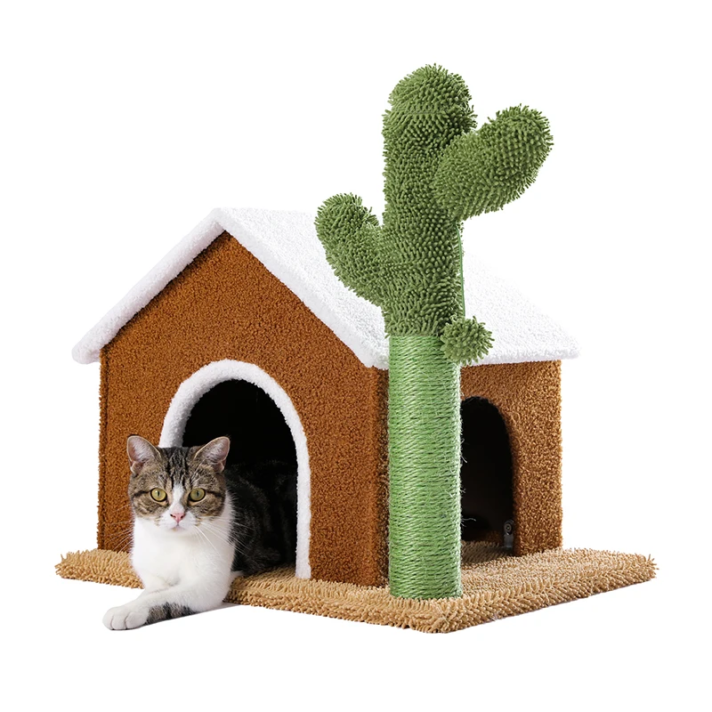 Title 25, Modern Cactus Cat Tree House Natural Scratching...