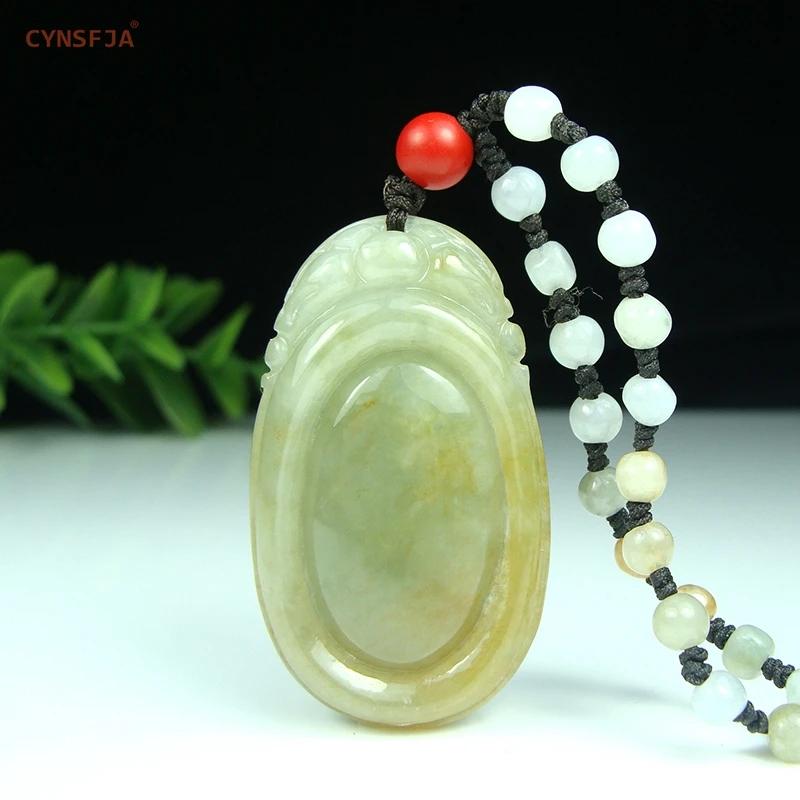 

CYNSFJA Real Rare Certified Natural A Grade Burmese Jadeite Amulets Jade Pendant Ice Green High Quality Hand Carved Best Gifts