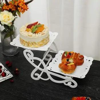 

2/3 Tier Cake Stand Afternoon Tea Wedding Plates Party Tableware Bakeware Plastic Tray Dessert Display Rack Cake Decor Ornaments