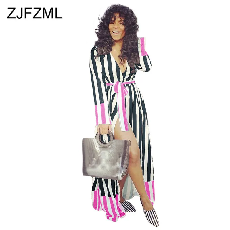 Rainbow Striped Swimwear 2 Piece Set Summer Clothes for Women One Shoulder Bodysuit and Full Sleeve Sashes Candigan Beach Outfit |