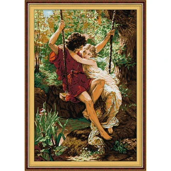 

Joy Sunday Happy Time Chinese Cross Stitch Kits Ecological Cotton Clear Stamped Printed 14 11CT DIY Wedding Decoration For Home