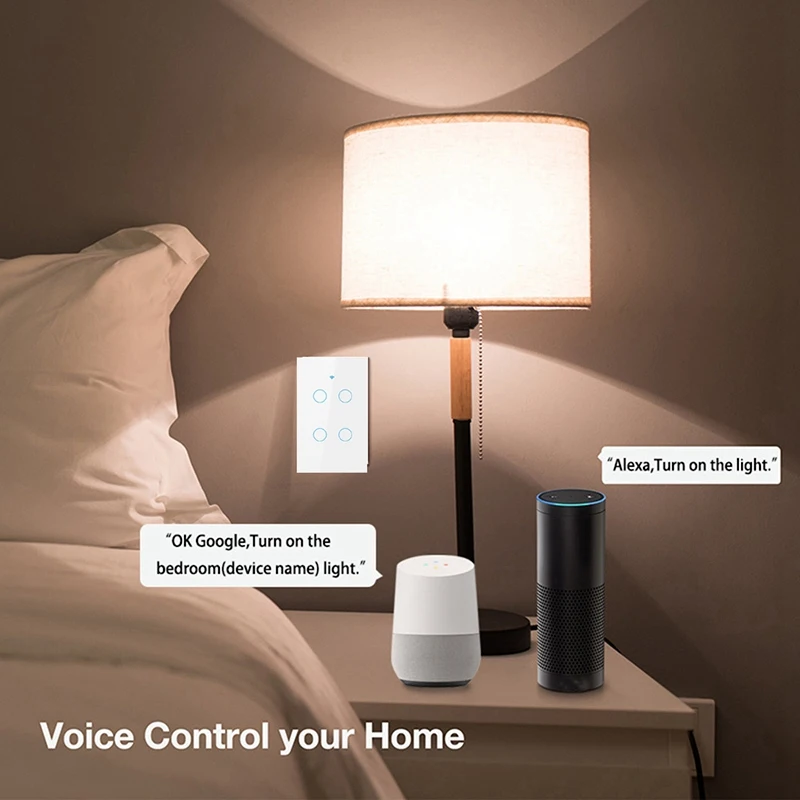Умный переключатель с Wi-Fi, 4 комплекта, умный настенный светильник, работает с Alexa Google Home Mini Ifttt Smart Life Tuya App