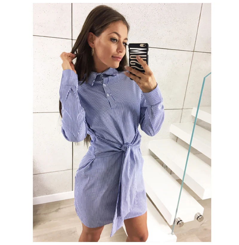

Women Shirt Dress Autumn Women Long Sleeve Striped Bodycon Party Dresses 2019 Fashion Plus Size Casual Female Vestidos S-5XL