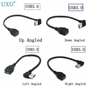 

10PCS 90 Degree USB 3.0 A male to female Adapter Cable Angle Extension Extender Fast Transmission Left/Right/Up/Down 25CM