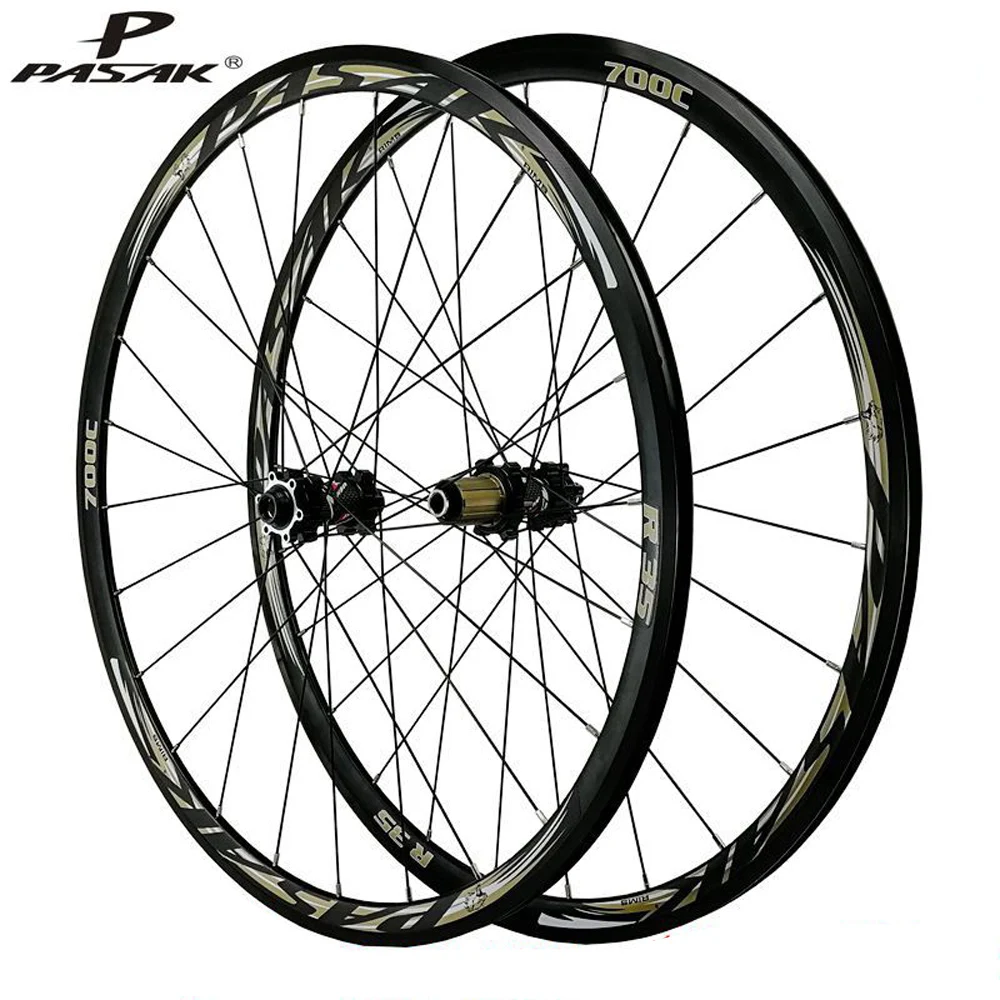 Pasak 700c Road Bike Wheelset 30mm Rim 24 Holes Disc Rim V Brake Thru Axle 15*100mm 12*142mm Quick Release 9*100mm 9*135mm