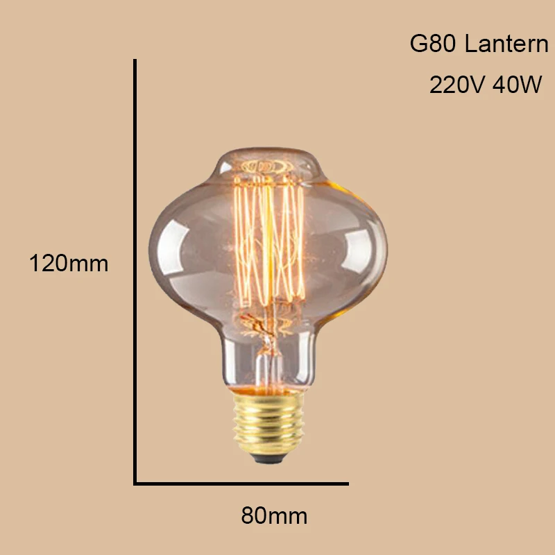 G80Palace lantern ST64 G95 G80 T30 лампочка накаливания Эдисона с затемнением 40 Вт 220 в E27 винтажный светильник Ретро подвесной светильник нить Спираль Промышленный Декор - Цвет: G80Palace lantern
