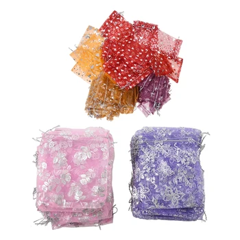 

100Pcs Mixed Organza Pouch Gift Wedding Bead Candy Gift Bags & 100 Mixed Organza Wedding Favor Gift Bags 13cm x 10cm