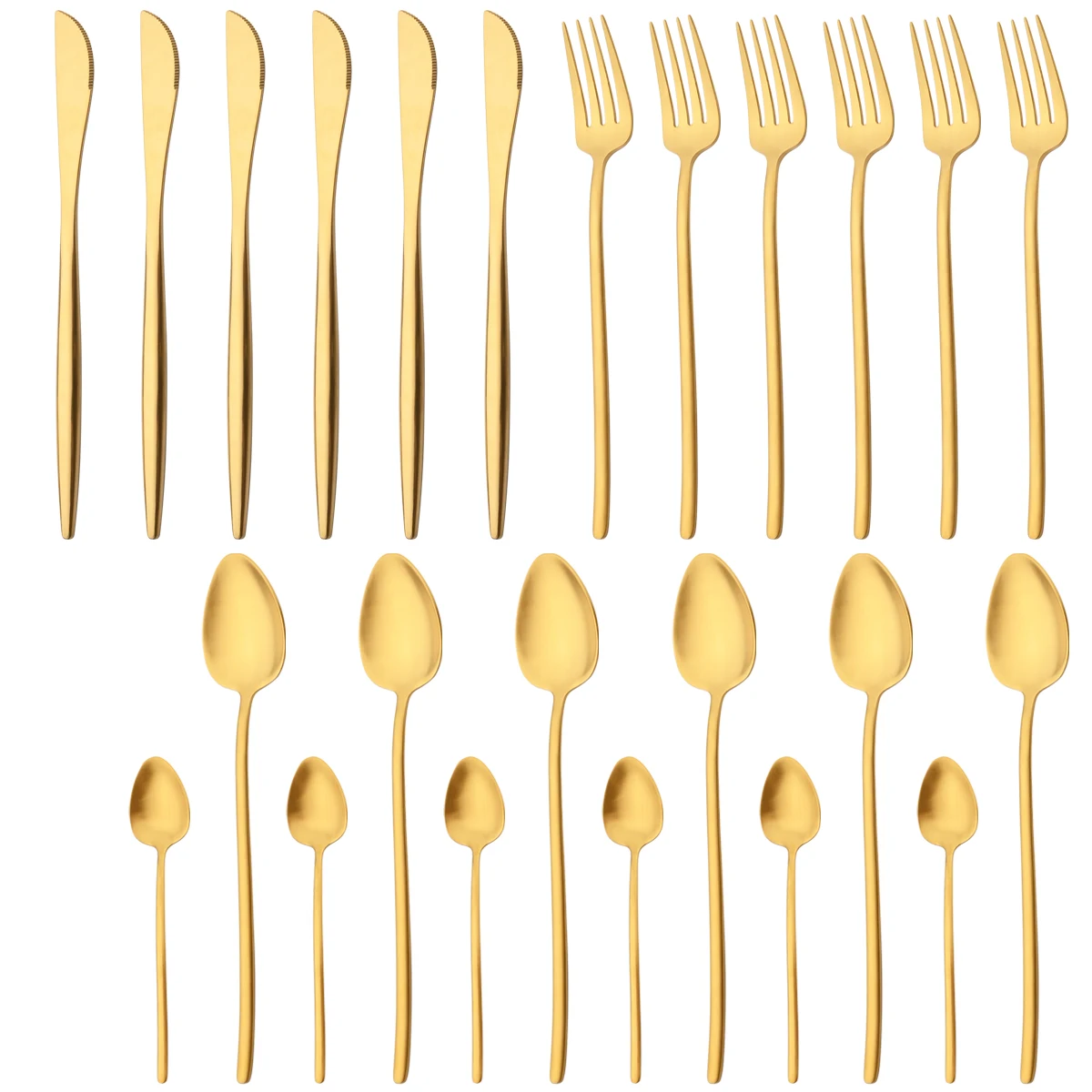 

Knives Forks Coffee Spoon Dinner Tableware Kitchen Flatware Silverware 24Pcs Gold Cutlery Set 304 Stainless Steel Dinnerware Set