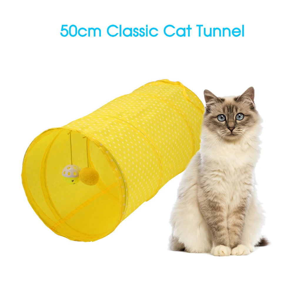50*25 см Pet туннель Pet Палатка складной инструмент Кошка Туннель Проходная игра с шариками, оранжевый - Цвет: Yellow