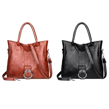 

New Fashion Handbags Multi-function Women Pure Color Shoulder Handbag Leather Large Capacity Shopping Crossbody Bags