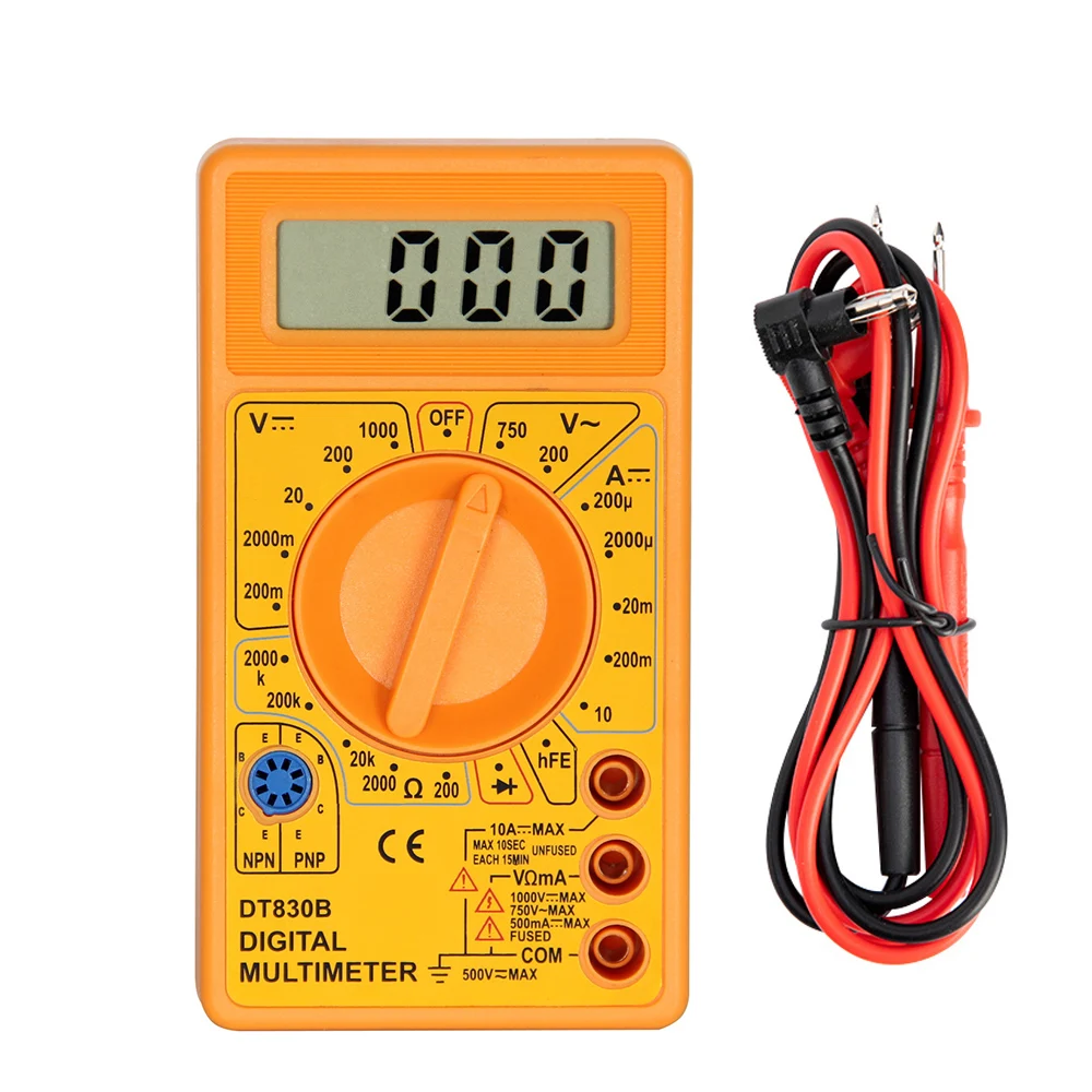 Yellow DT830B AC/DC ЖК-дисплей Цифровой мультиметр 750/1000V Вольтметр Амперметр Ом тестер высокобезопасные крепежные гайки Портативный метр Цифровой мультиметр - Цвет: Yellow