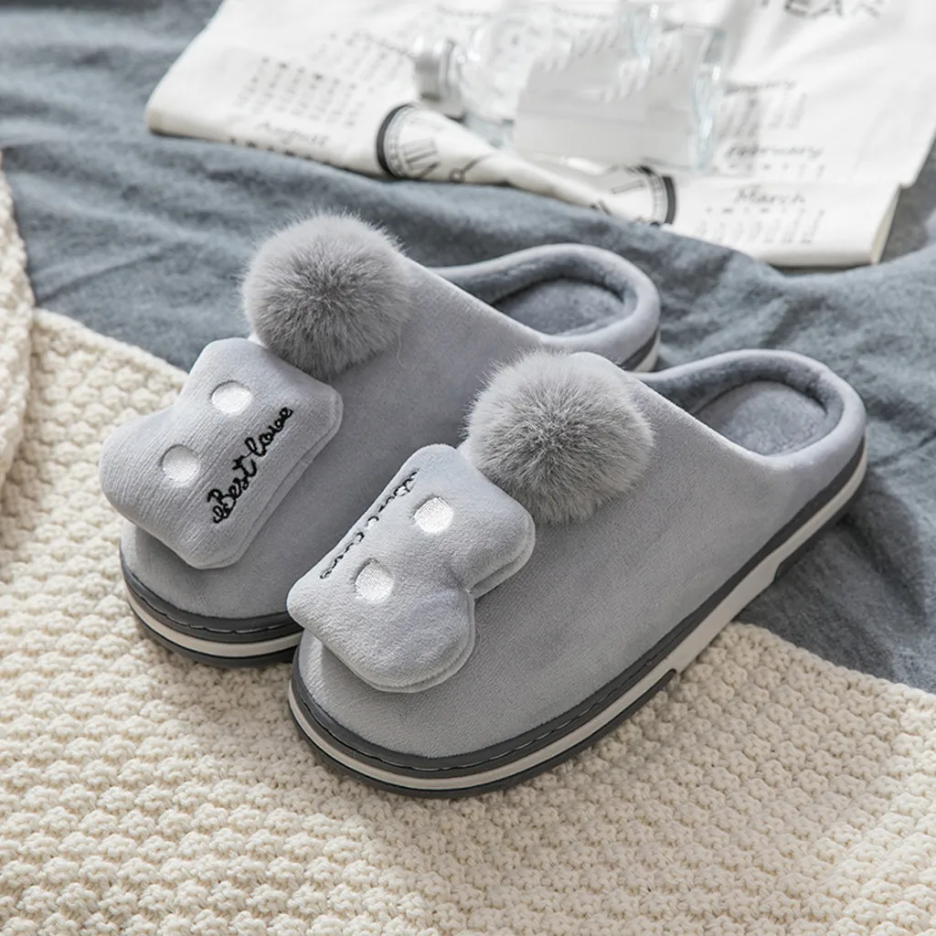 Men Winter Home Slippers Non-slip Indoors Bedroom Floor Warm Winter House Shoes Women Home Slippers Pantoufle Femme