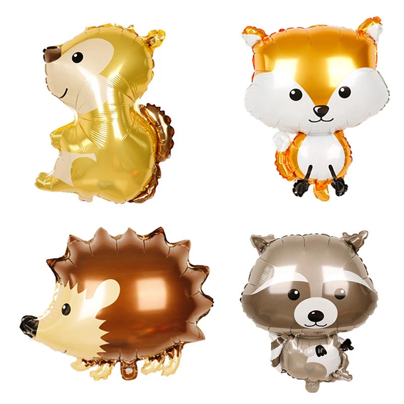 

1/4PCS Animal Foil Balloons Birthday Wedding Forest Party Decorations Helium Ballons Fox Hedgehog Squirrel Raccoon Baby Shower