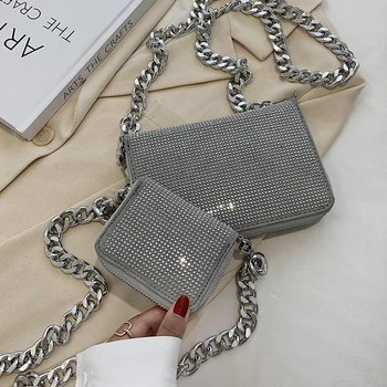 

Diamond Mini Square Crossbody bag 2020 New High quality PU Leather Women's Designer Handbag Thick Chain Shoulder Messenger Bag