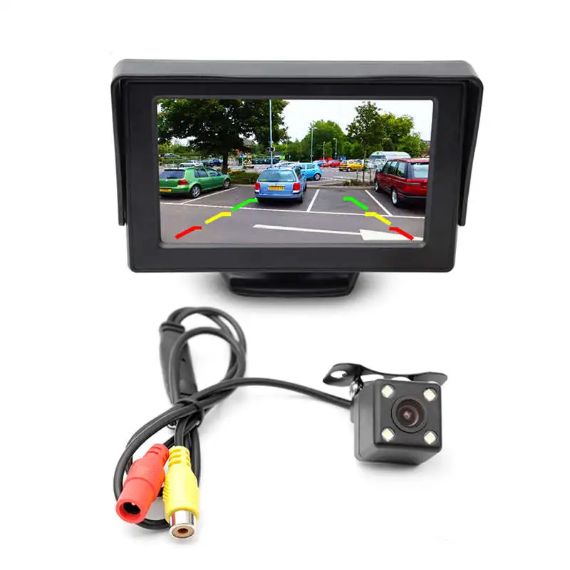 2In1 Car Parking System Kit 4.3 InchTft Lcd Color Rearview Display Monitor+ Waterproof Reversing Backup Rear View Camera
