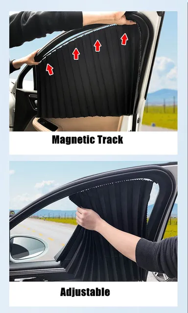 Rideau magnétique pare-soleil pour voiture, protection solaire réglable,  feuilles solaires UV B3