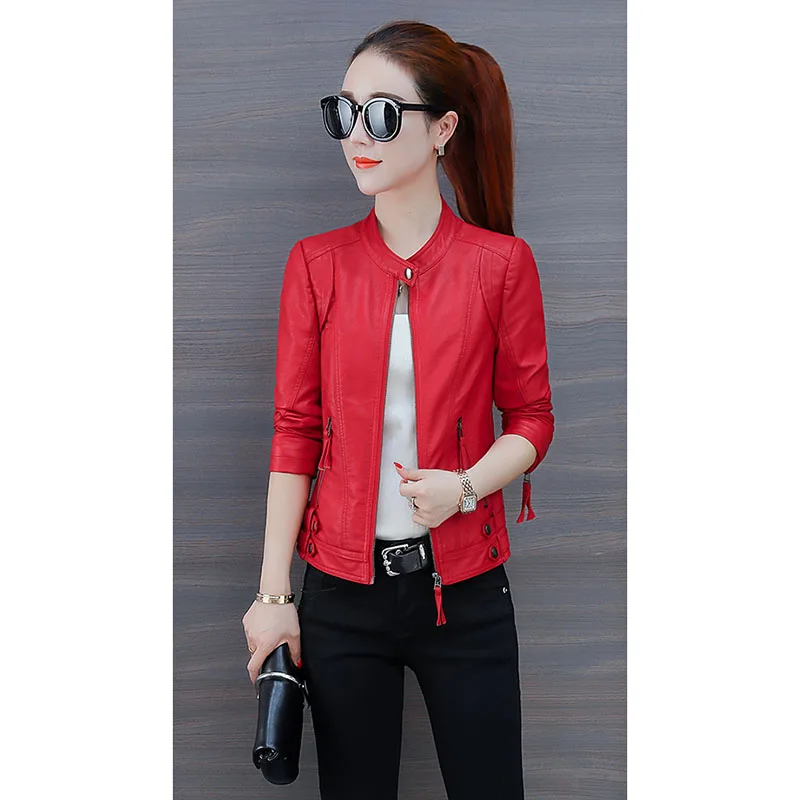 

Short jacket female spring autumn 2019 new women's Korean version of the wild loose leather clothes jacket tide A436