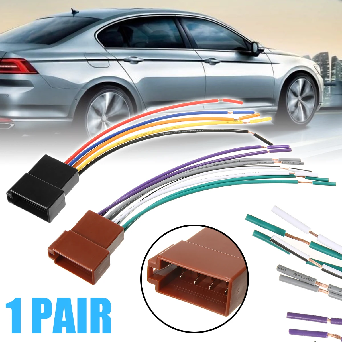 Mayitr 1pc 12V 16CM Universal Car Stereo Female Socket Radio ISO Wire Harness Adapter Connector FOR Power 4 speakers