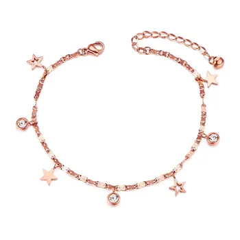 

1pc Titanium Steel Anklet, with Grade AAA Cubic Zirconia, Star