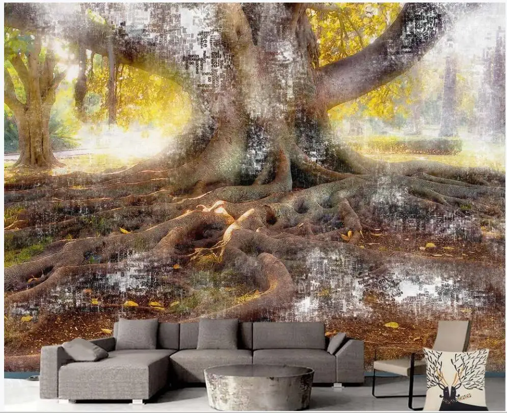 

Custom mural photo wallpaper 3d Sunny forest big tree landscape home decor living room Wallpapers for walls 3d in rolls