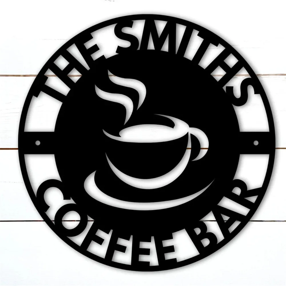 Personalized Coffee Bar Sign Custom Name Wooden Plaque for Home Wall Door Decor Laser engraving 12/18 inch | Дом и сад