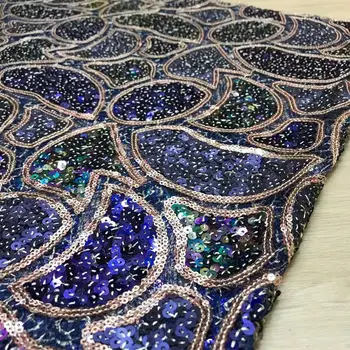 

Christmas Blue Green Sequined Embroidered Net Lace Fabrics Classical Design For Indian Women Evening Party Dresses Sequins Lace