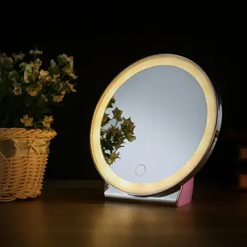 

Rechargeable Round 34LED Touch Makeup Mirror Lamp Dimmable Vanity Mirror Light Touch Button Stepless Dimming Adjustment
