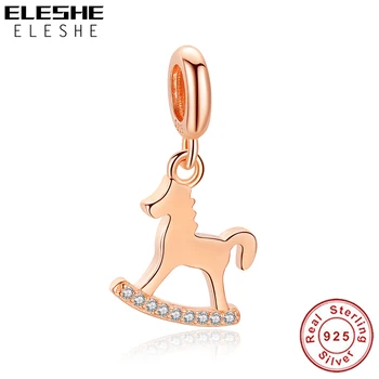 

2020 New Rose Gold Horse Carousel Charm Fit Original Bracelet & Necklace Pendant 925 Sterling Silver Charm Bead DIY Jewelry Gift