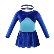 Бархатное балетное платье для девочек; осенний однотонный детский танцевальный костюм с длинными рукавами; платье для свадебной вечеринки для детей 3-10 лет