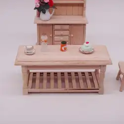 1/12 деревянный миниатюрный Пустой чайный столик модель DIY аксессуары для кукольного домика деревянная мебель для кукол
