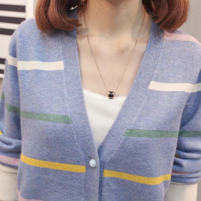 Outono Inverno Sueter Cuello En V свитер для женщин Дизайнерская Женская Роскошная одежда вязаный свитер женский Радужный свитер