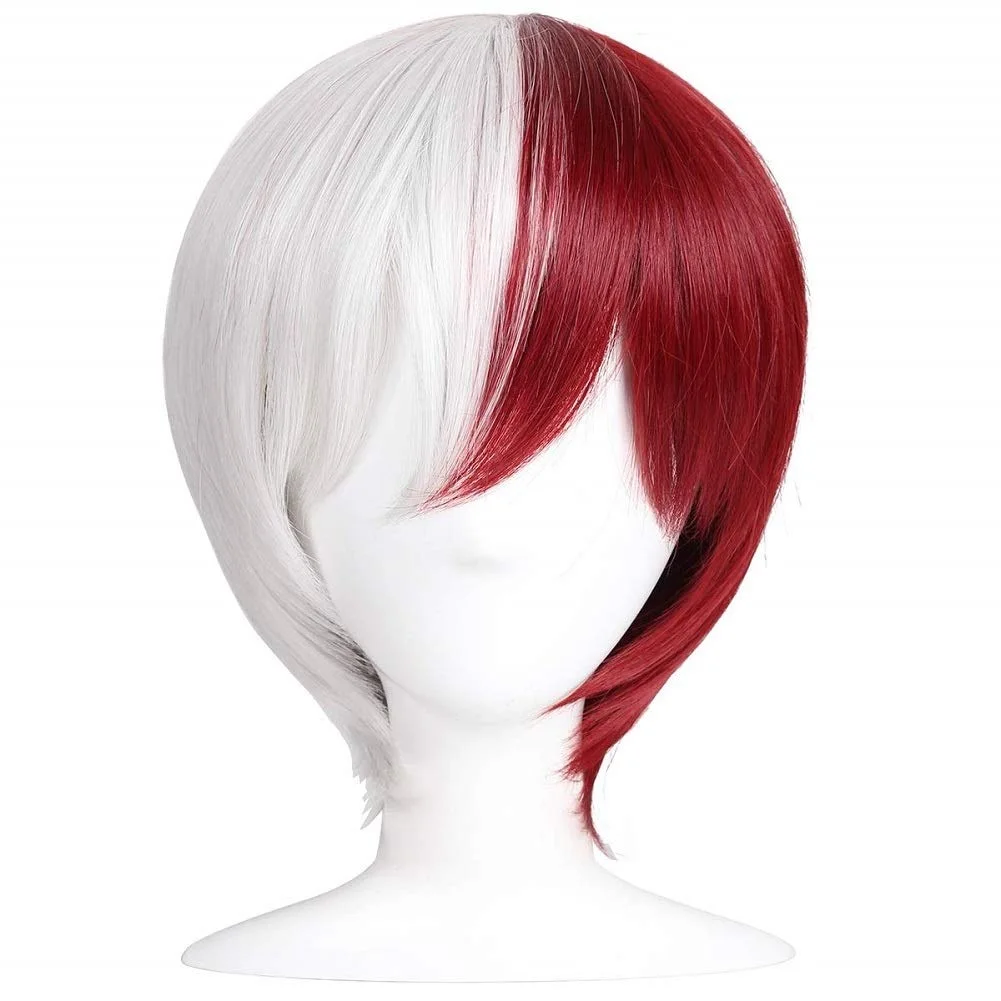 BCHR Todoroki Wig Synthetic Short Sliver White And Red Heat Resistant ...