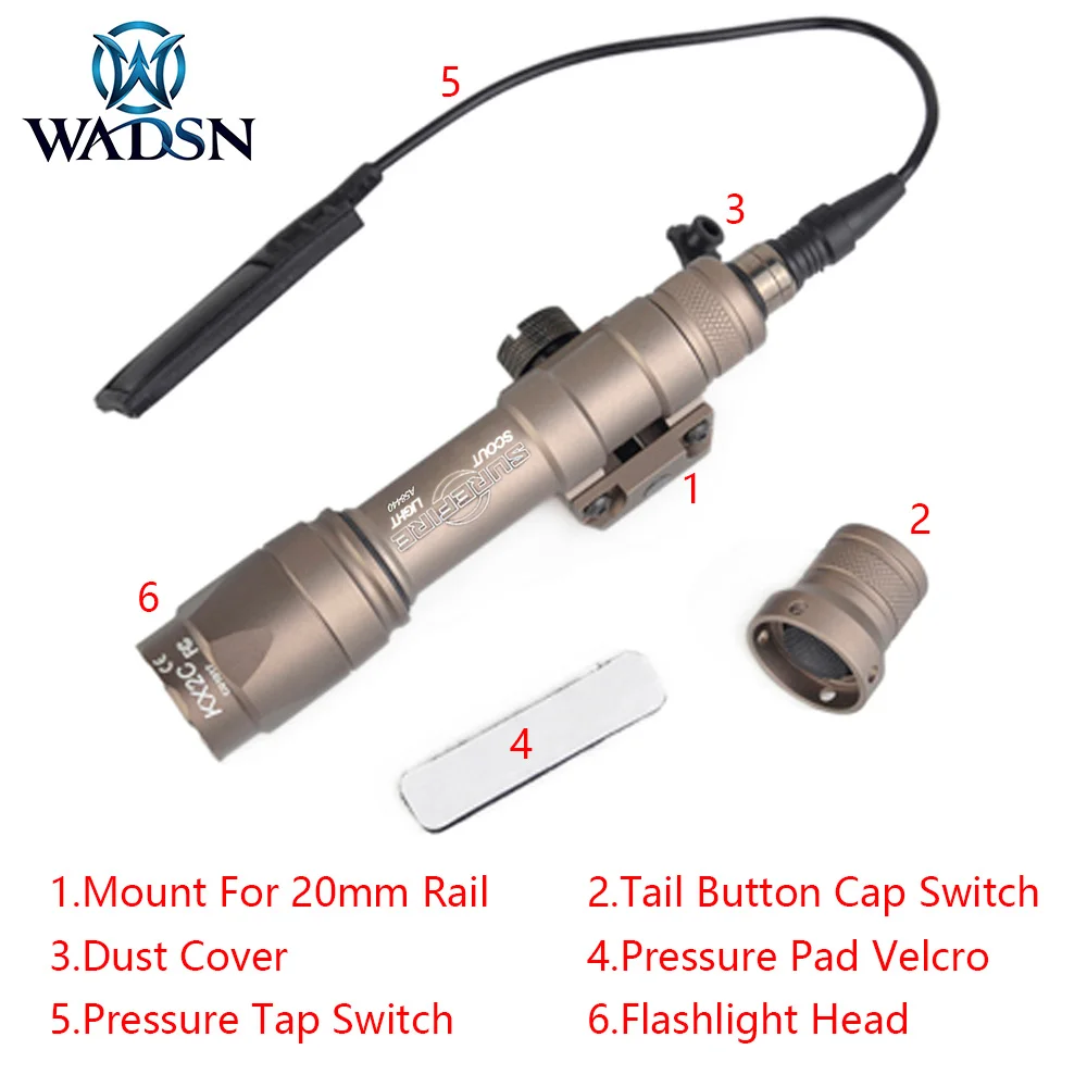 WADSN Surefir пневматический пистолет M600 M600C светодиодный 340LM винтовочный фонарик с дистанционным выключателем комплект рельсовых колодок подходит для 20 мм рельс PEQ аксессуары