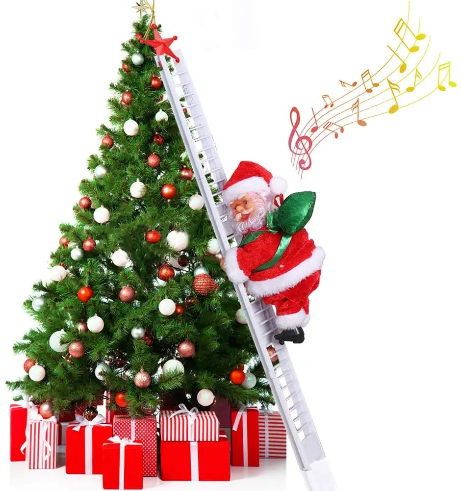 Details about   2020 Santa Claus Climbing Ladder Electric Santa Claus Doll Christmas Tree 