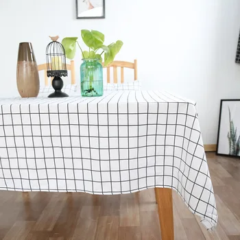 

The Nordic Cotton Tablecloth Simple Black-and-White Checkered Table Cloth cha ji bu Tablecloth Modern Japanese Factory Direct